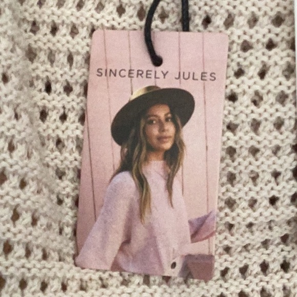 SINCERELY JULES NWT 2 PIECE SET CROCHET FLARE PANTS OFF WHITE WOMENS MEDIUM - Picture 9 of 10